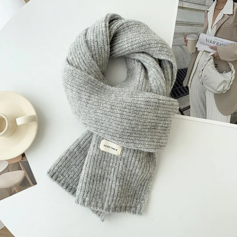 Korean Women Cashmere Scarves Lady Winter Thicken Warm Soft Pashmina Shawls Wraps Female Pure Color Knitted Long Scarf for Women 241220