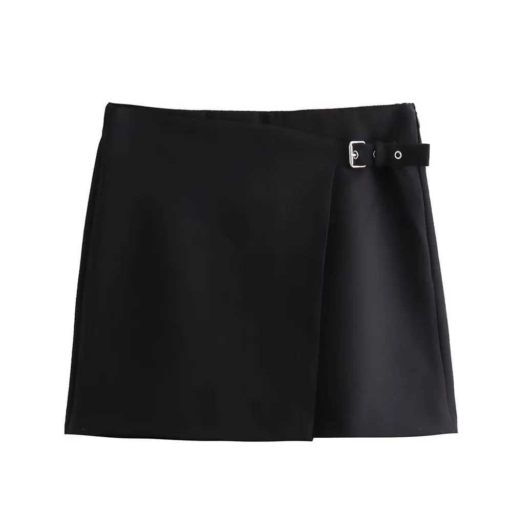2024ZAR * Spring/Summer/Autumn New European and American Womens Fashion Versatile Buckle Asymmetric SkirtsXJ241221
