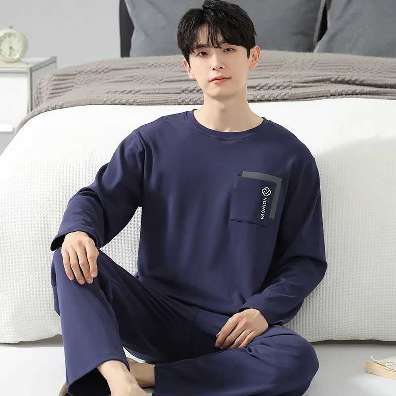 High quality pure cotton sleepwear set for mens autumn and winter sleepwear Korean version sleepwear mens cartoon loose casual wear W241221