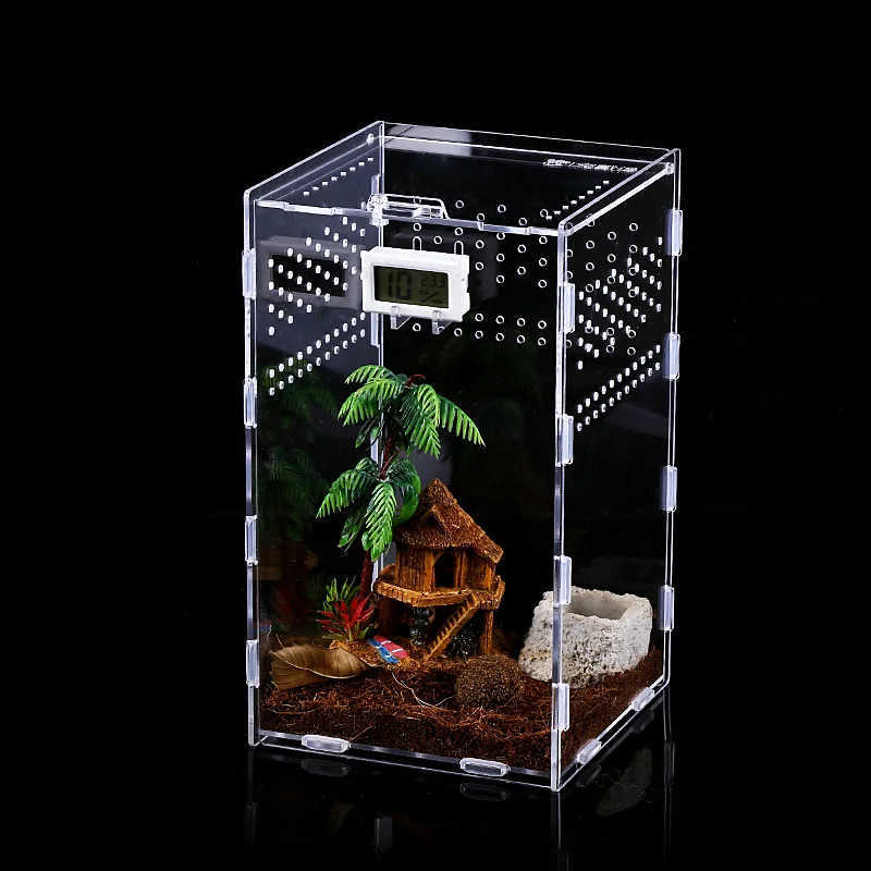 Other Pet Supplies Acrylic transparent reptile habitat breeding box reptile cage nano plant wolf spider shell dead dragon supply L240910