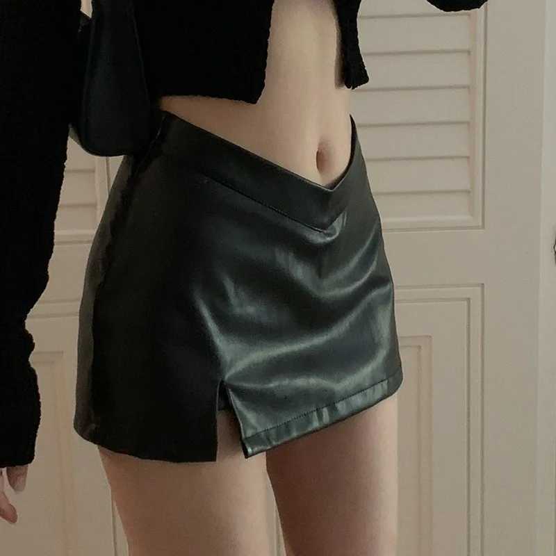 Women High Waist PU Leather Skirt Sexy Mini Skirts Fe Night Party Club plit A-LINE Mini Skirts Fashion Ladies BotXJ241221