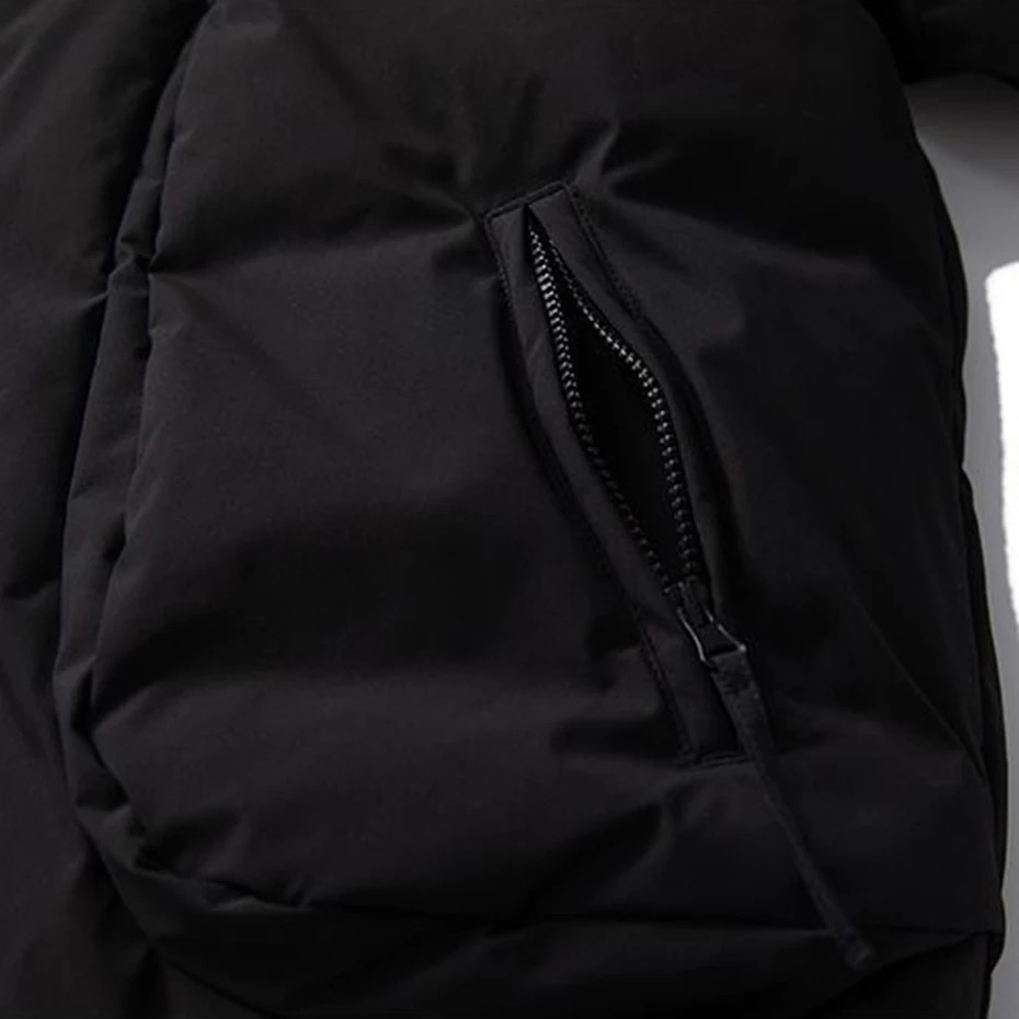 Hooded Down Jackets Winter Parkas Coats Men Solid Loose Casual Padded Black 241217