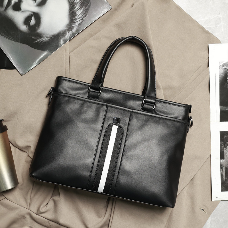 Fashion Striped Men's Top-Handle Business Handbag Multifunction Shoulder Messenger Men Briefcase 15 Inch Laptop Bag