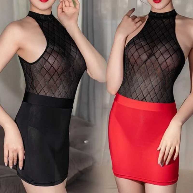 Elastic Wrap Mini Skirt for Women High Wiast Sexy Short White Black Long Tight Silk Pencil Skirts See Through Nightwear ClubwearXJ241221