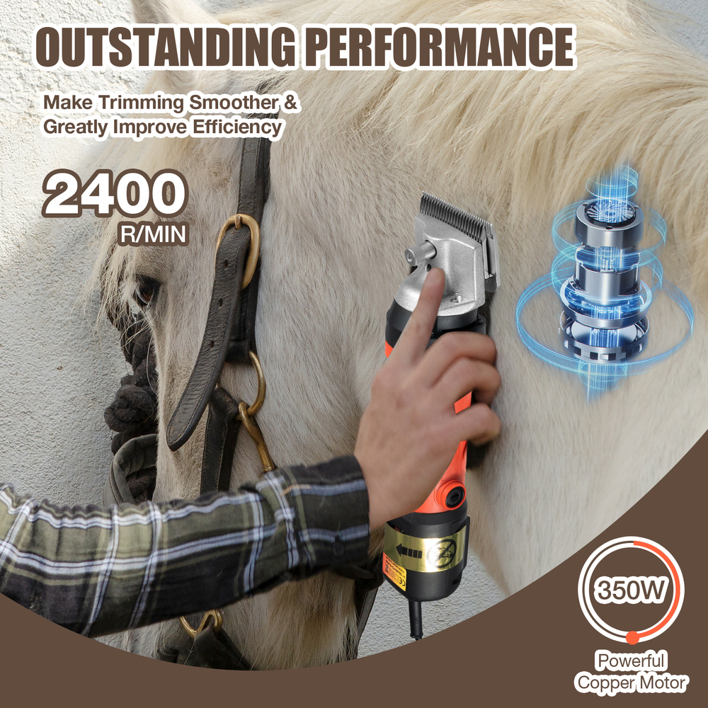 350W Electric Horse Sheep Animal Hair Clipper Shearing Trimmer Shaver 6-Speed Pet Grooming Fur Shear Cutter