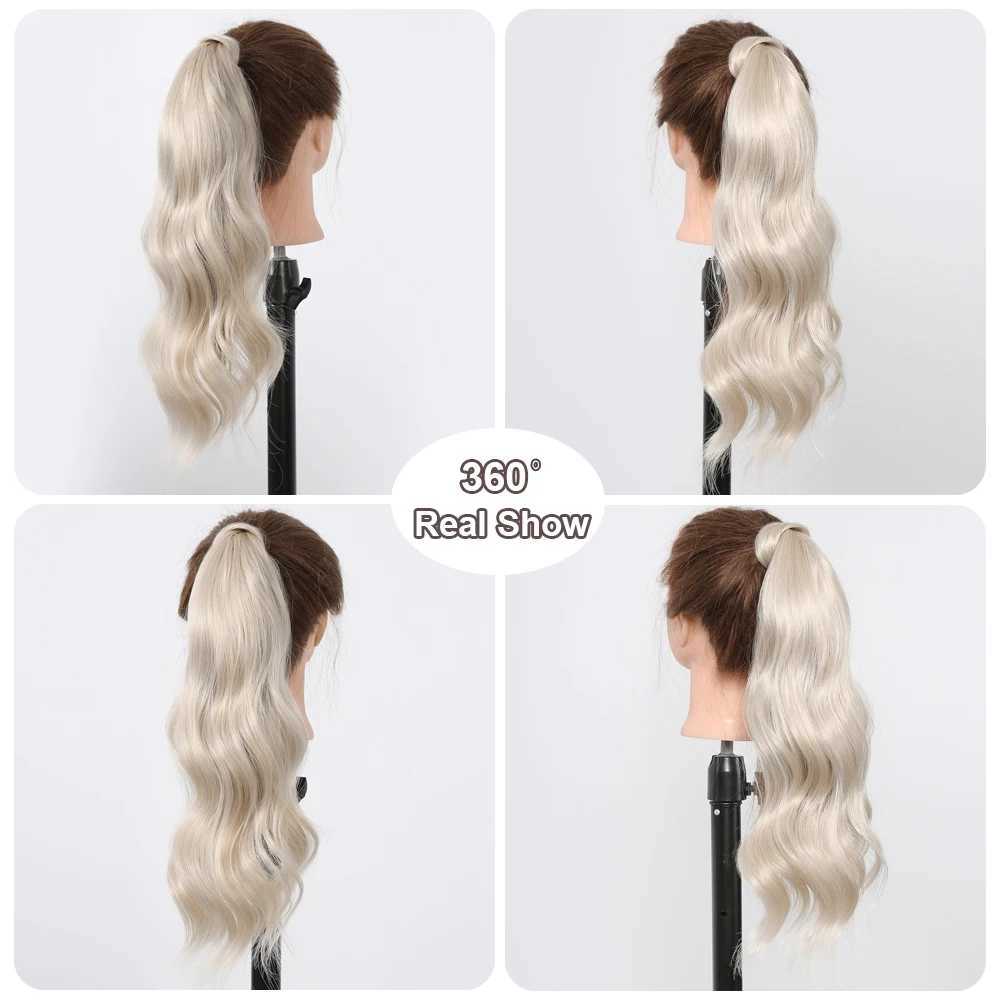 25 Ponytail Extensions Flexible Wrap Around Ponytail Hair Extensions Platinum Long Wavy Synthetic Ponytail for Women Party UseXJ241221