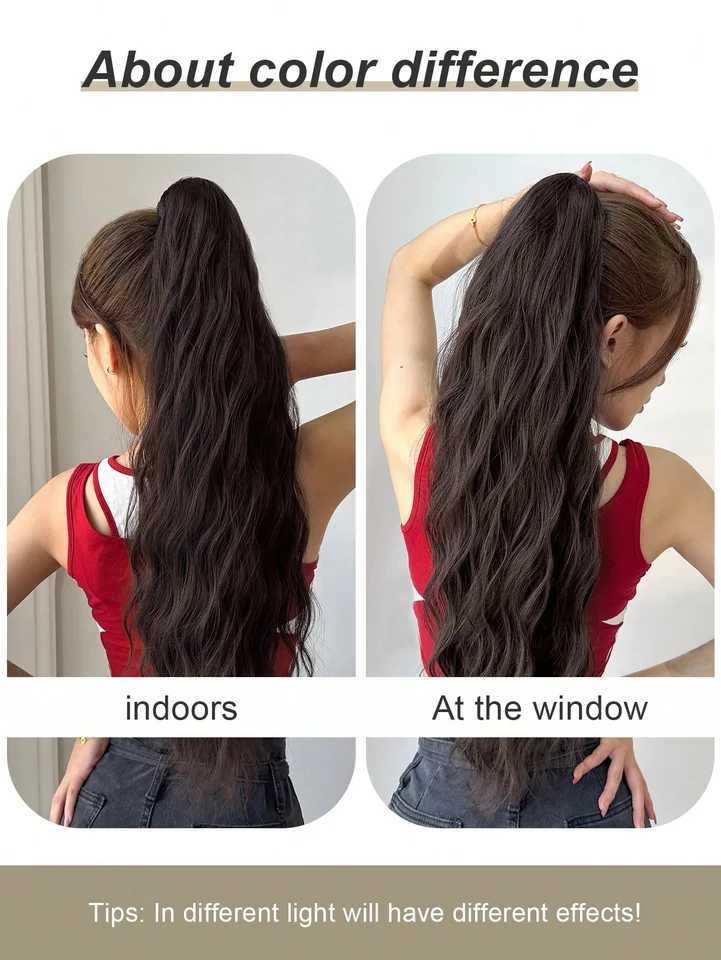 Synthetic New Style 26 inch Curly Wave Straight Clip Hairpin Long Ponytail For Women Multicolor Claw Ponytail ExtensionXJ241221