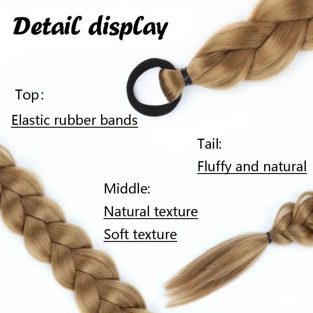 Womens Synthetic 24-Inch Braided Ponytail Extensions Straight Hair Style Basics Twisted Braid Long Tail HairpieceXJ241221