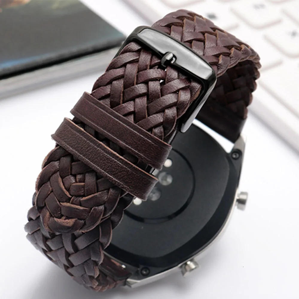 20mm 22mm 24mm Genuine Leather Braided Watch Strap Men Women Universal Quick Release Cowhide Wrist Band Bracelet Accessories 241220