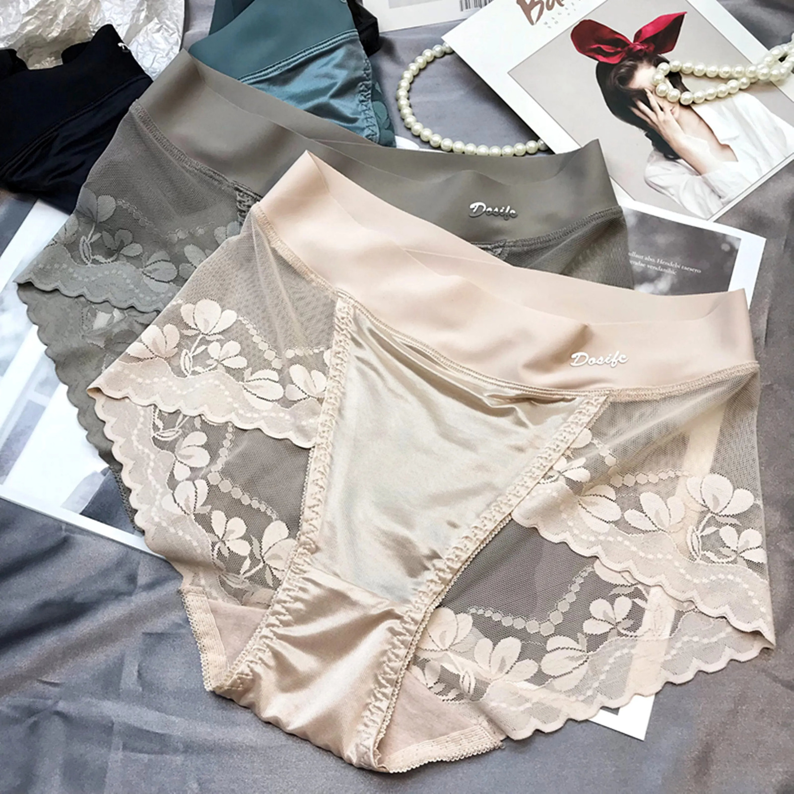 3PCS Women Lace Panties High Waist Lingerie Brief Plus Size L-2XL Sexy Womens Underwear Cheeky Sexy Woman Lingeries Intimates 241216