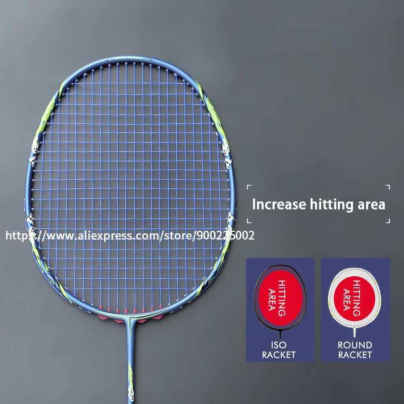 Ulralight 9U 57G carbon fiber badminton racket with pocket strings professional racket maximum tension 32lbs G5 pad high-speedW241221