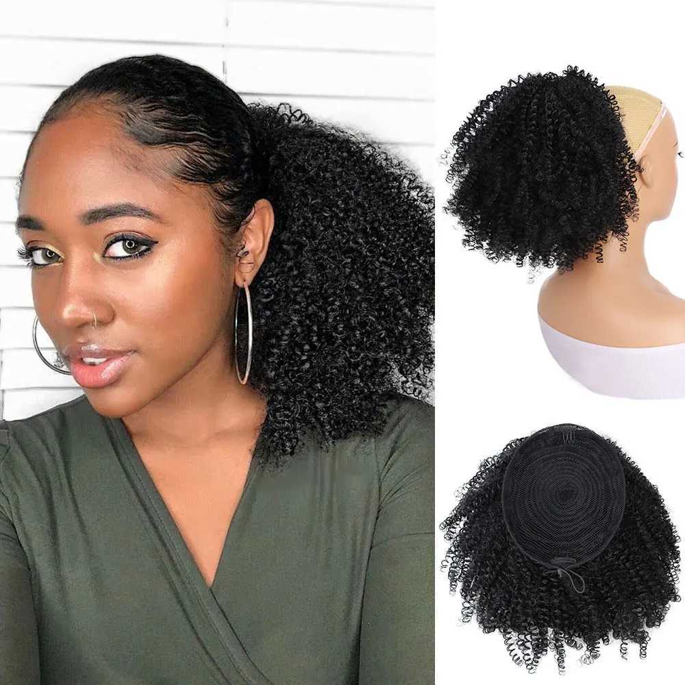Afro Puff kinky curly Drawstring Ponytail Bun Extension for Black Women Synthetic Short Afro Kinkys Curly Afro HairpiecesXJ241221