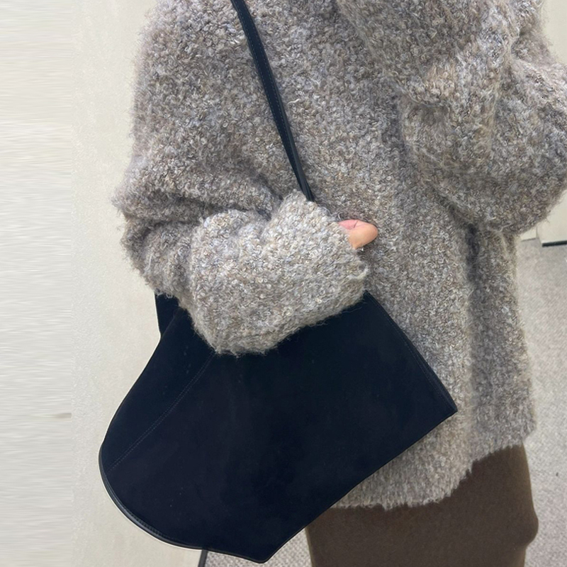 Faux Suede Frosted Tote Bags For Women Designer Handbags And Purses 2023 New In Vintage Large Capacity Shoulder Bucket