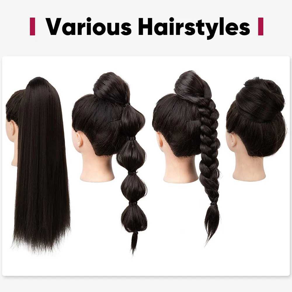 Synthetic Hairstyle 24 inch YaKi Straight Ponytail Extension Womens Drawstring Ponytail Extension Girls Daily Party UaseXJ241221