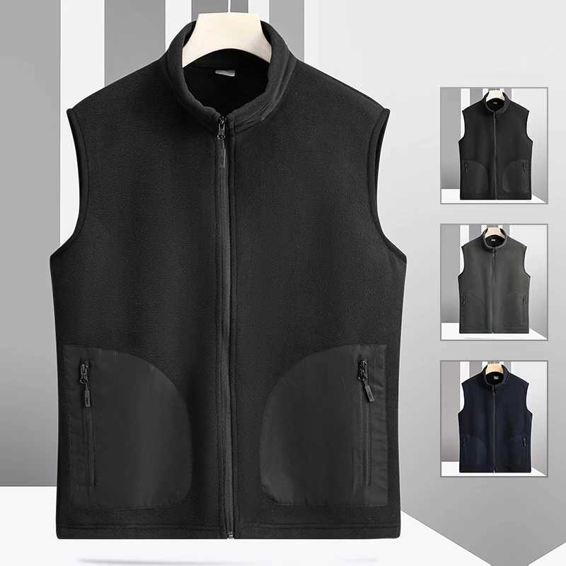 New Fashion Autumn Winter Stand Up Collar Cardigan Vest MenS Fashion Versatile Casual Flannel Warm Sleeveless Waistcoat CoatXJ241221