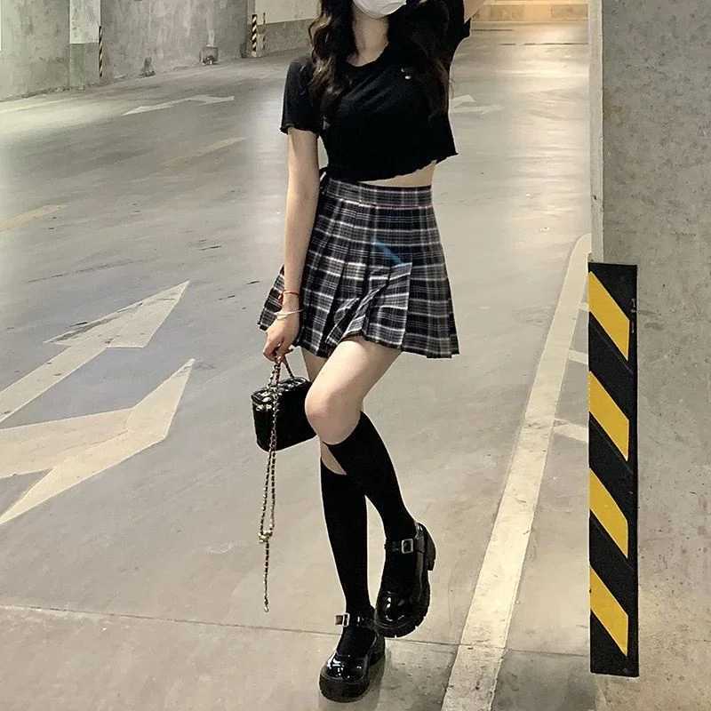 Plaid Half Length Skirt Womens A-line Short Skirt High Waist Girl Skirt Ropa jer Mini Skirts Clothes for WomenXJ241221