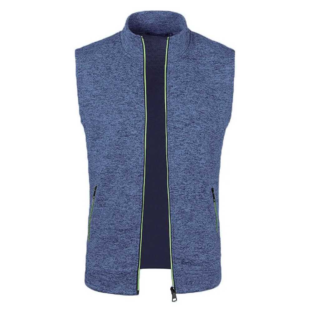 Autumn Winter Stand Collar Sleeveless Pocket Thin Knitted Slim Cardigan Waistcoats Men Vests BSD-ZW122XJ241221