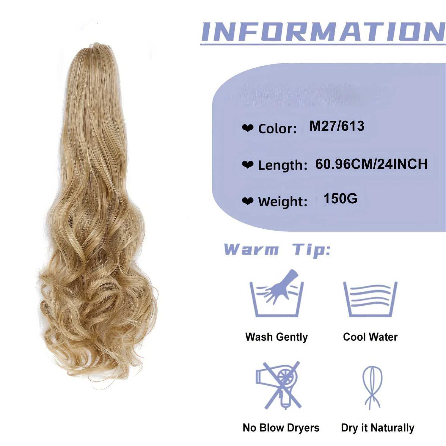 Long Wave Claw Ponytail Clip on Pony Tail False Hair for Women Synthetic Heat Resistant Hair Pieces Horse Tail ExtensionsXJ241221