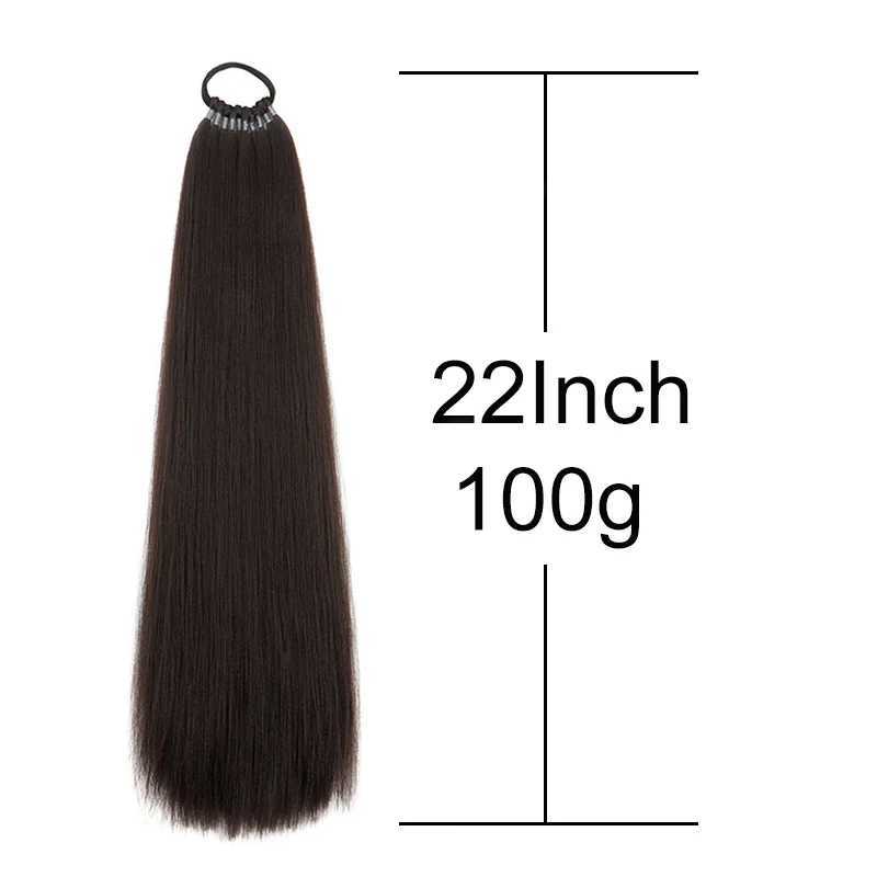 WIGSIN 22Inch Synthetic Ponytail Hair Extension Black Braided Poytail Hairpiece Long Straight Elastic Rubber Band Hair for WomenXJ241221