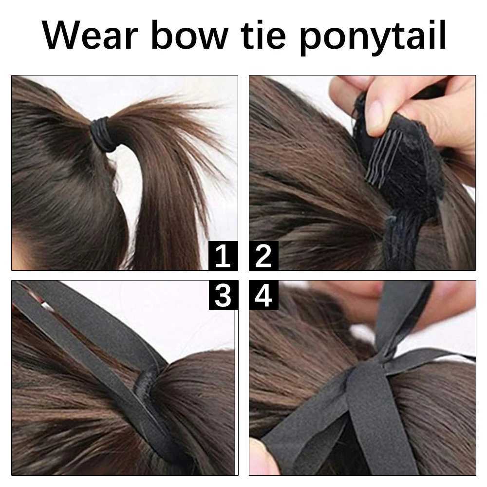 Synthetic 22 34 Long Straight Wrap Around Ponytail Clip In Hair Extension Blonde Brown Heat Resistant Pony Hairpiece For WomenXJ241221