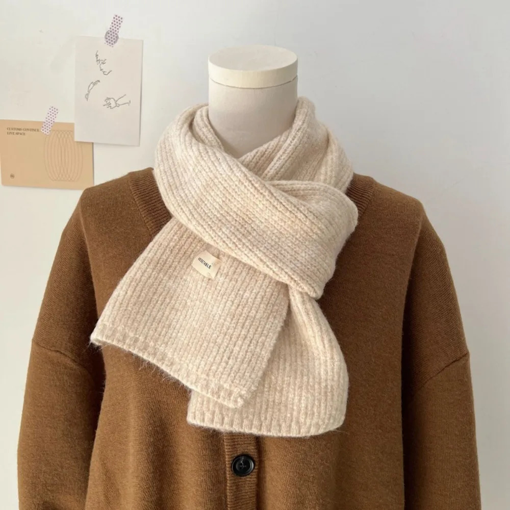 Korean Women Cashmere Scarves Lady Winter Thicken Warm Soft Pashmina Shawls Wraps Female Pure Color Knitted Long Scarf for Women 241220