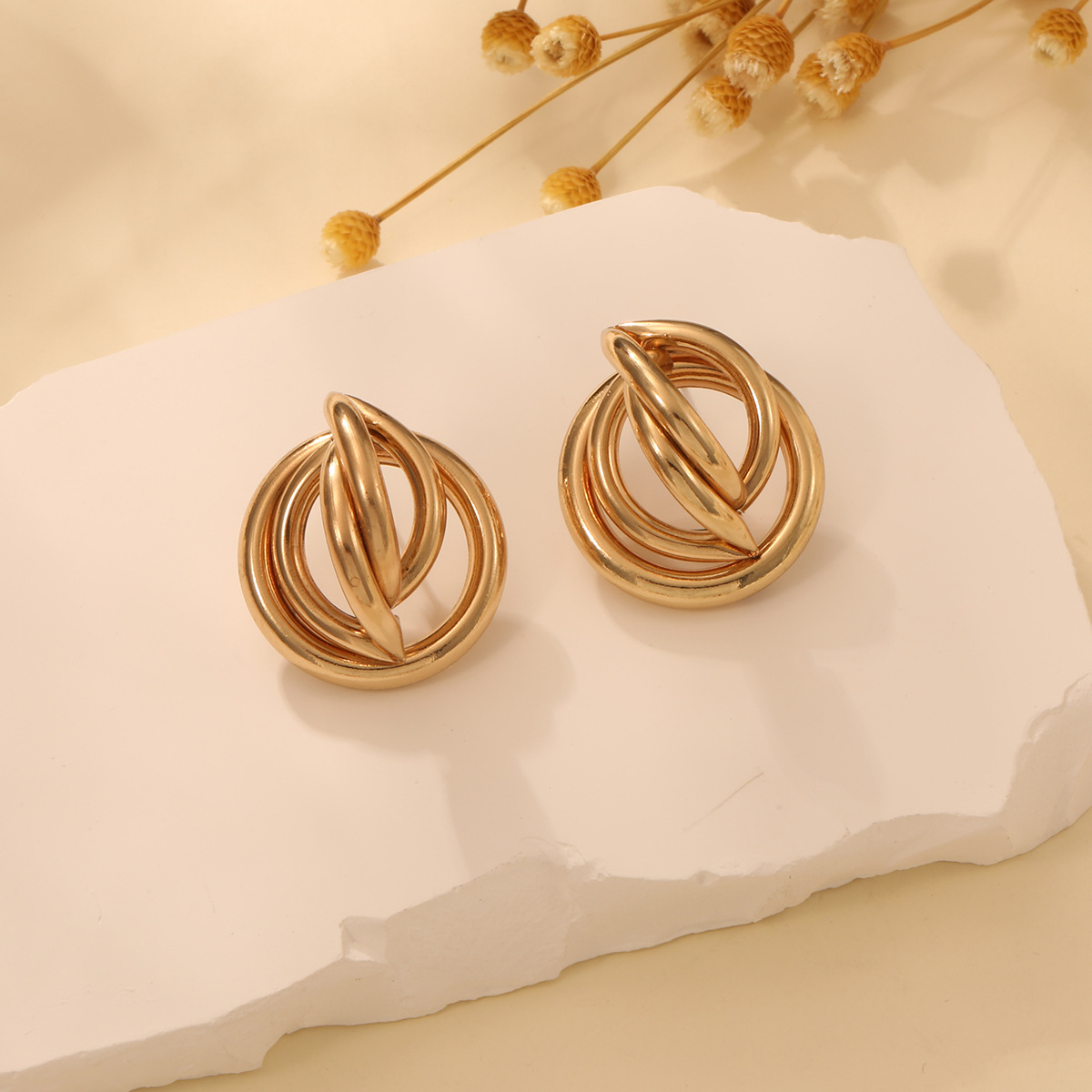 Women's Trendy Geometry Hoop Earrings with Hollow Design - Premium Wholesale Jewelry