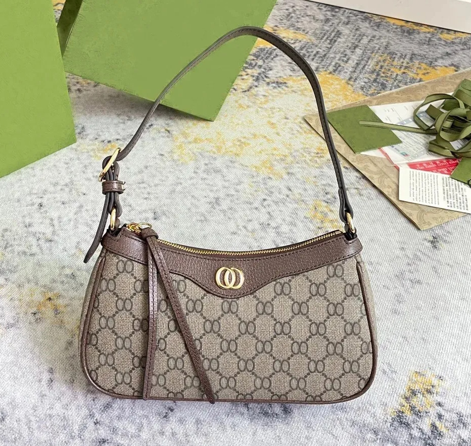 Designer luxury bag Ophidia Shoulder Classic Aged Leather Crossbody Metal Label Canvas Underarm Fashion Evening Bag High Quality