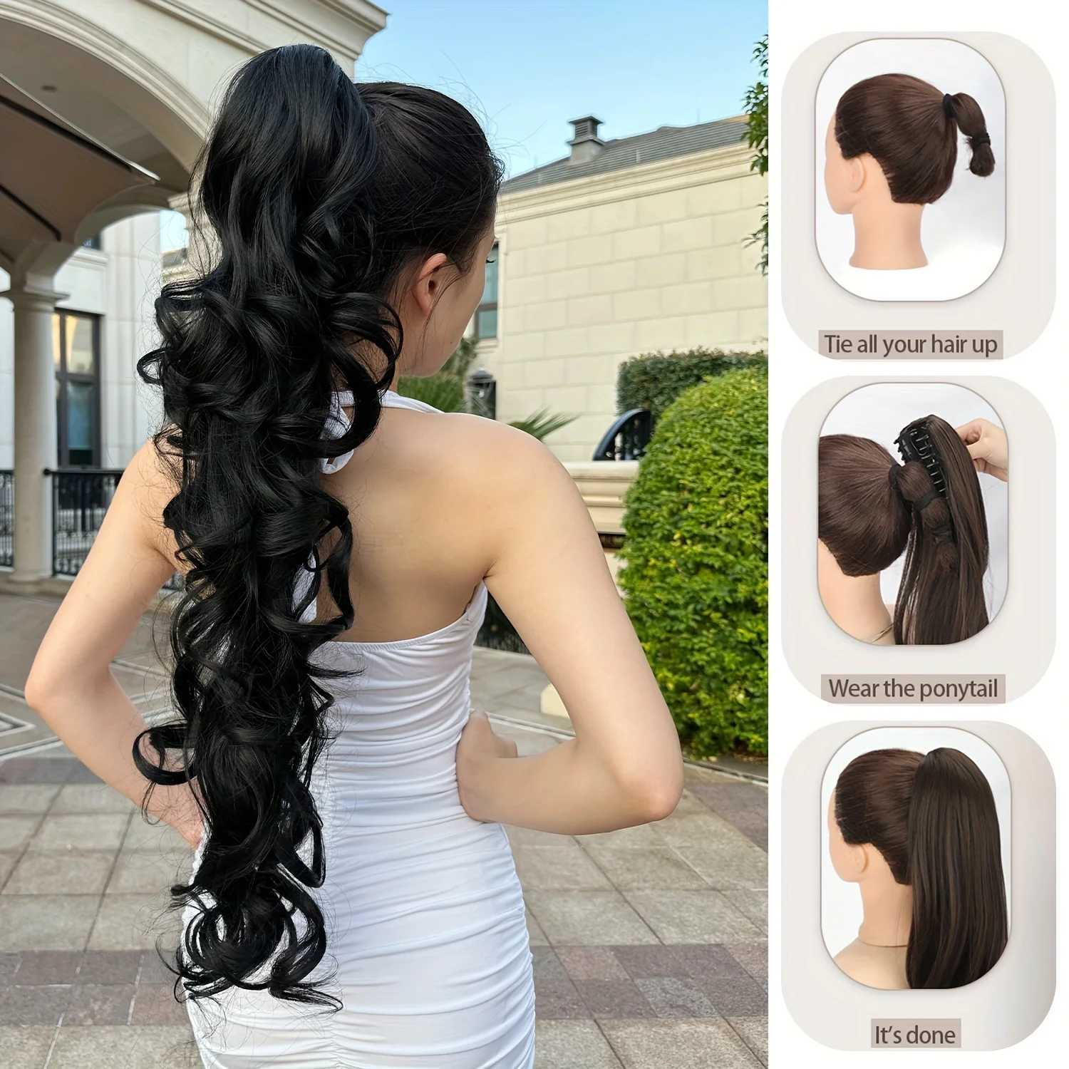 Multi-Color Optional Wave Claw Ponytail Extension-Voluminous Curly Clip-In Hairpiece for Women-Ultra-Soft Synthetic Luxury StyleXJ241221