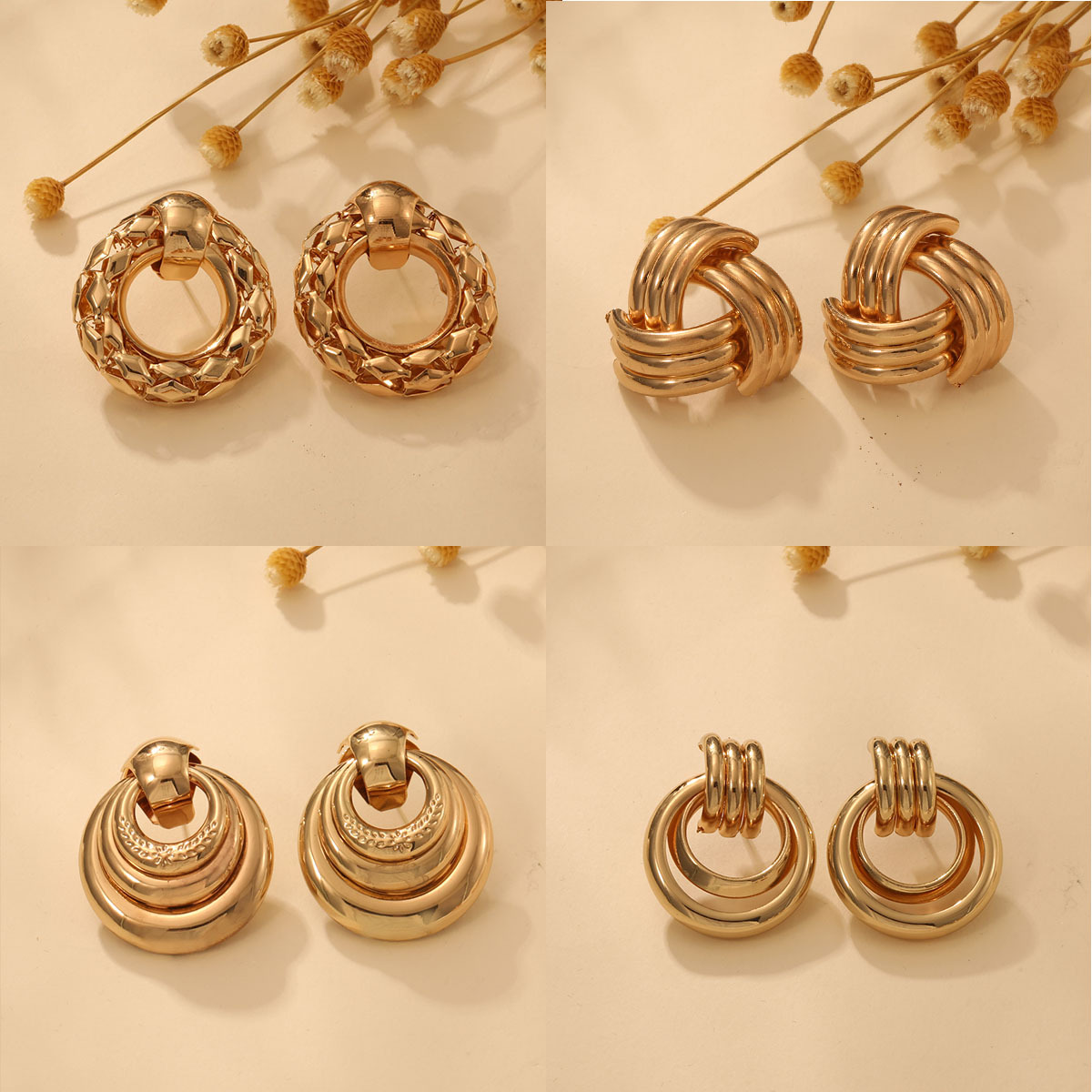 Women's Trendy Geometry Hoop Earrings with Hollow Design - Premium Wholesale Jewelry