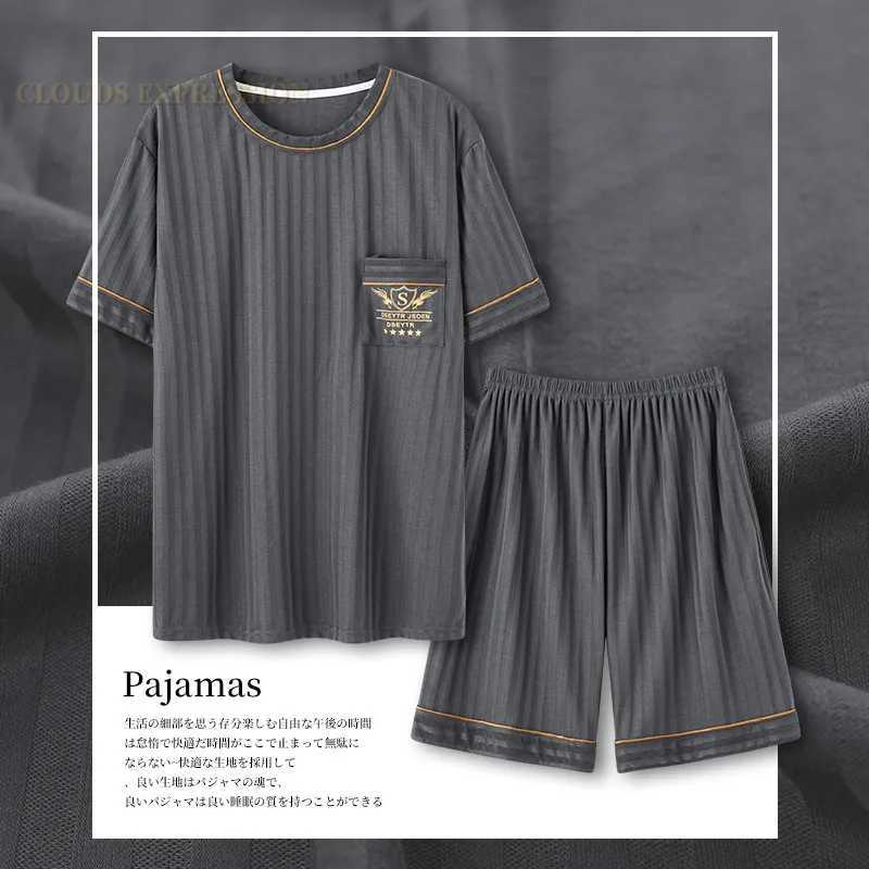 Brand Mens Pajamas Knitted Cotton Mens Pajamas Set Casual Short Pajamas Plus XXXXL Home Pajamas PJ W241221