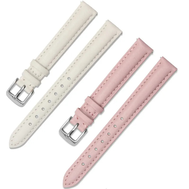 Lady Watch 12mm 14mm 15mm 16mm 17mm 18mm 19mm 20mm rose gold real leather strap watch band pink blue and Gray Female band 241220