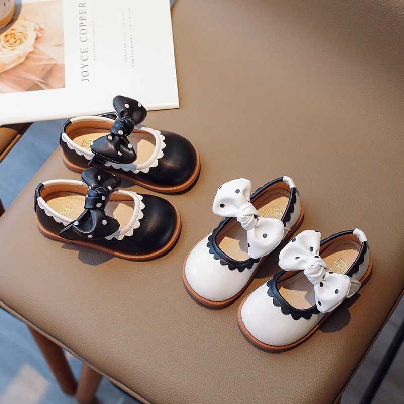 Sneakers Girls Baby Fashion Sandals White Bowknot Round Head Flat Girls Mary Jane Shoes Black Fashion Soft Non-slip Kid Baby Single Shoes H241221