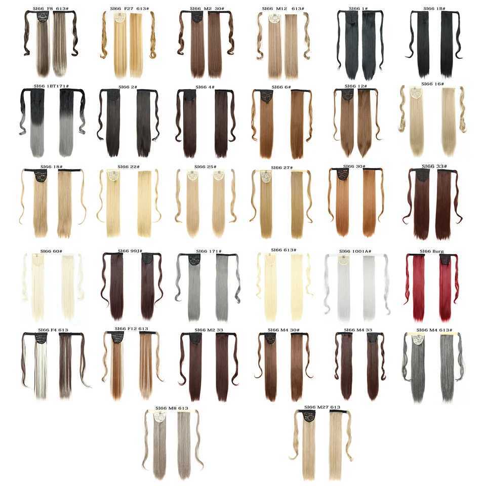 Synthetic Wrap Around Ponytail Clip in Hair Extensions Long Straight Ponytail Long Hairpiece Headwear Brown Gray HairXJ241221