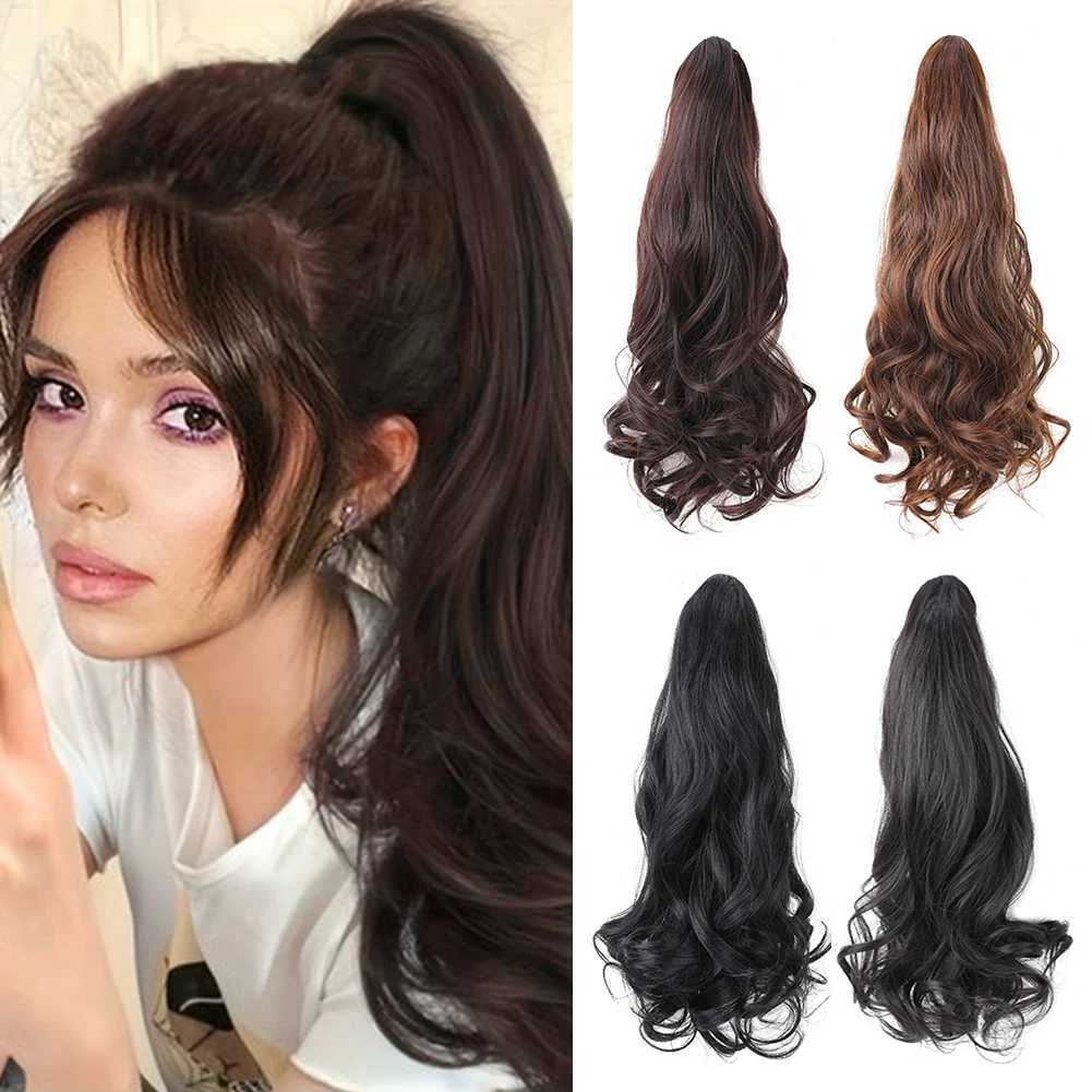 Claw Clip in Hair Extension Long Curly Wavy Ponytail Extension 18 Inch Natural Soft Mini Jaw Claw Synthetic Hairpiece for WomenXJ241221