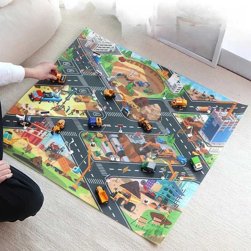 Road mats childrens traffic maps educational toys for boys and girls road carpets childrens game mats cartoon city carpets childrens toy games W241221