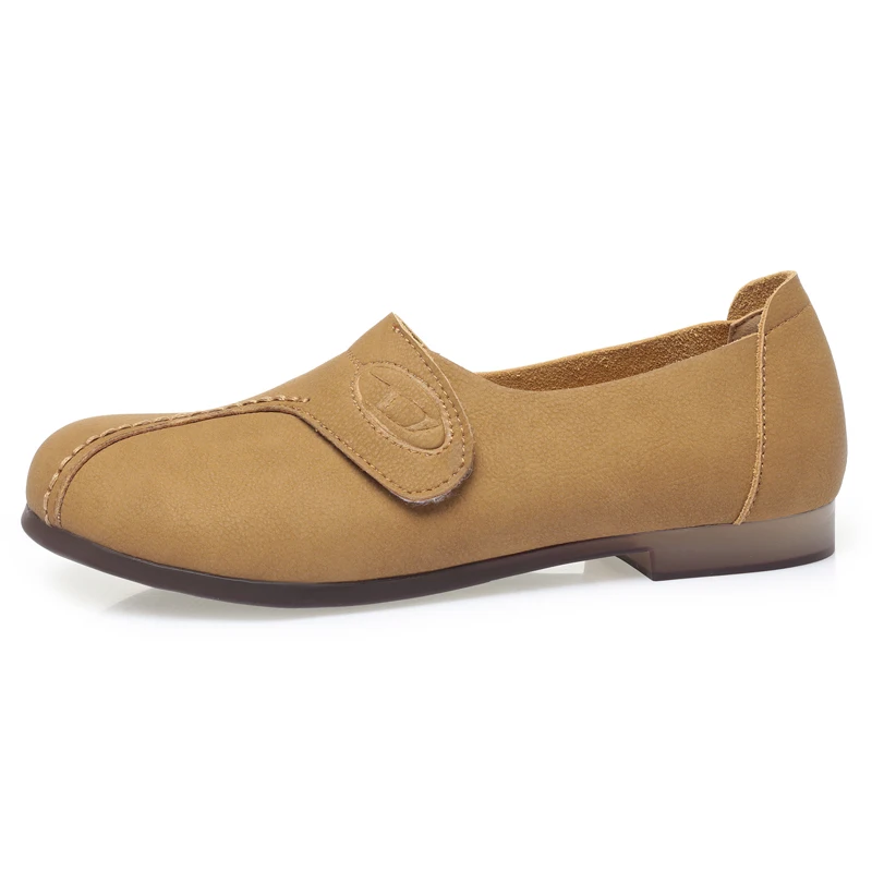 AIYUQI Women's Casual Shoes Spring Genuine Leather Women's Shoes Mom Large Size Vintage Round Toe Ladies Shoes