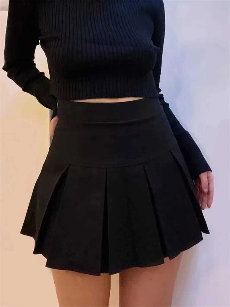 Vintage Gray Pleated Skirt Women Kaii High Waist Mini Skirts Korean Fashion School Uniform Harajuku Streetwear SpringXJ241221