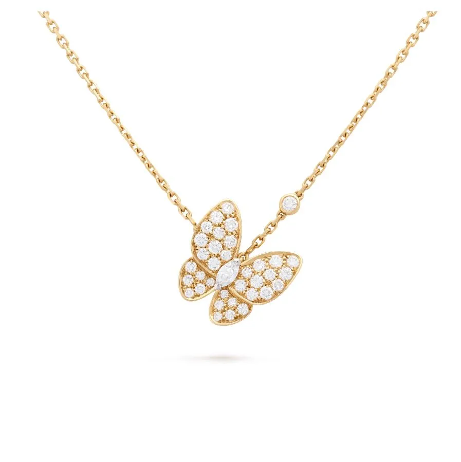 French fashion gold sier Crystal dia butterfly pendant necklace designer for women men chain Valentines Day gift Free shipping Free shipping