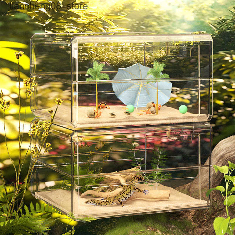 Other Pet Supplies Panoramic crawler box breeding and feeding box horned frog snake cage turtle tank small pet anti escape crawling pet box pet L24091