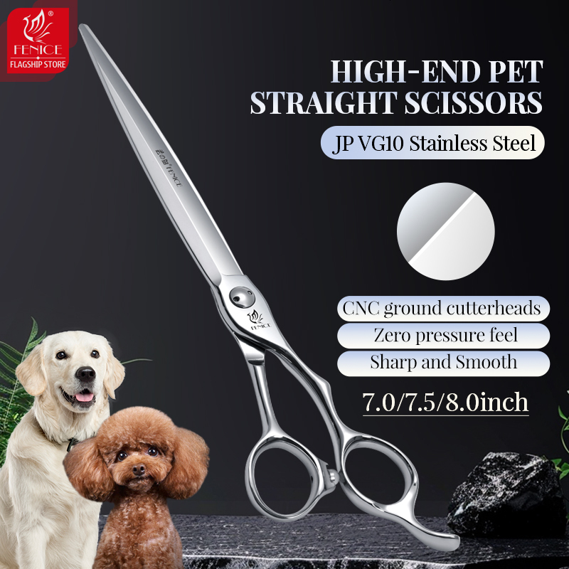 Fenice High End JP Vg10 Steel Professional 7/7.5/8 Inch Pet Straight Grooming Hair Trimmers Scissors Bearing Screw Dog Shear