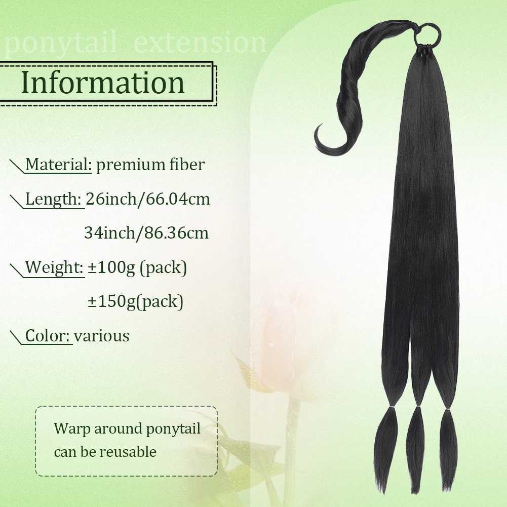 Long Braid Ponytail Extension Synthetic Hairpiece with Elastic Tie 26 34 DIY Long Straight Wrap Around Hair ExtensionsXJ241221