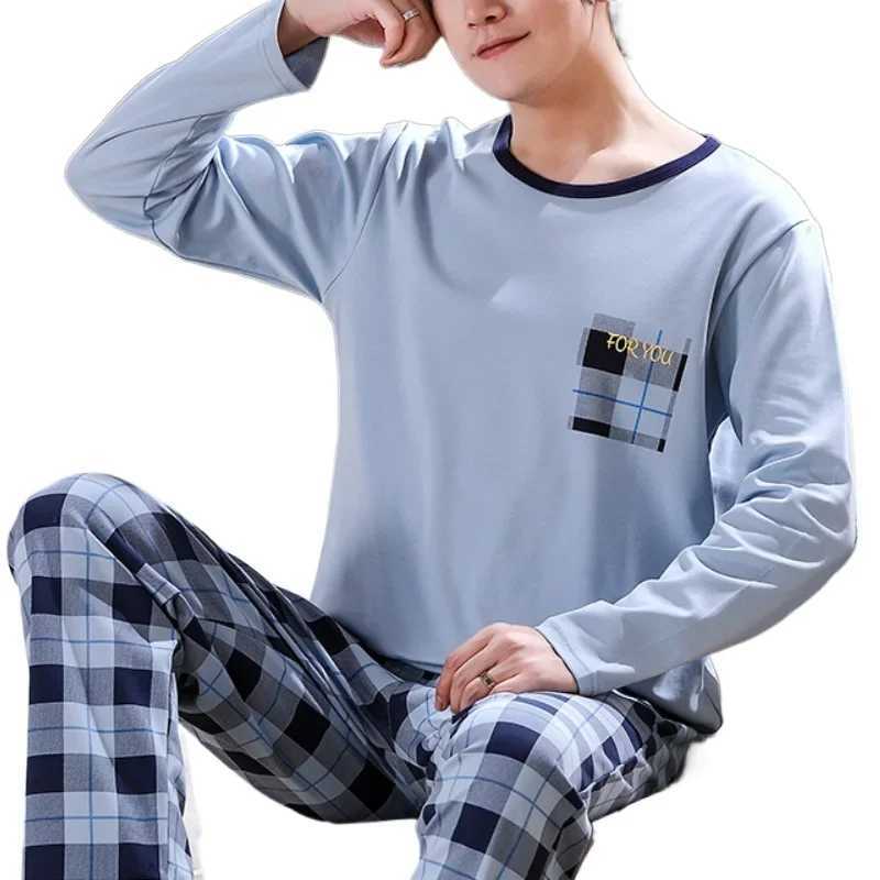 Autumn and Winter Knitted Mens Pajama Alphabet Flat Pajama Cartoon Pajama Set Casual Sleep and Lounge Pajama Plus Size 4XL Pajama W241221