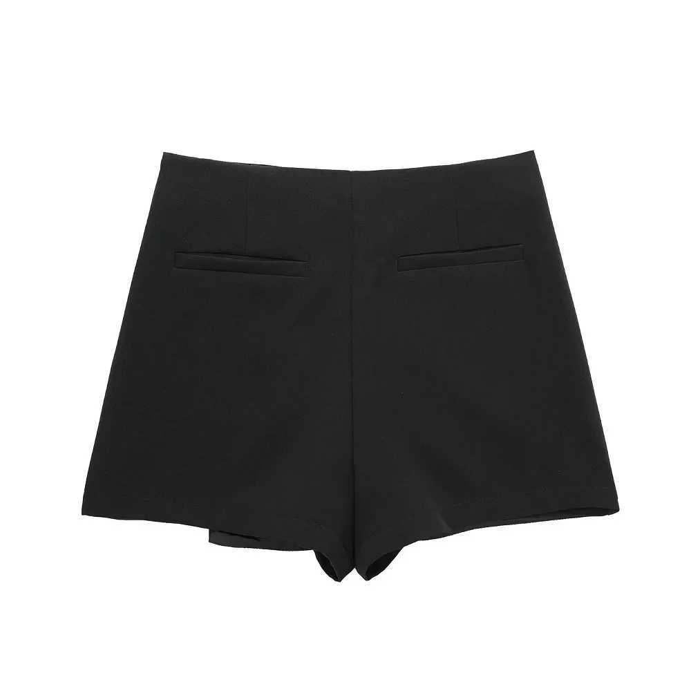 TR Women Shorts Skirts High Waist Asymmetric Shorts Skirts Black Mini Skirt Shorts Woman Shorts Spring Autumn Fashion ShortsXJ241221