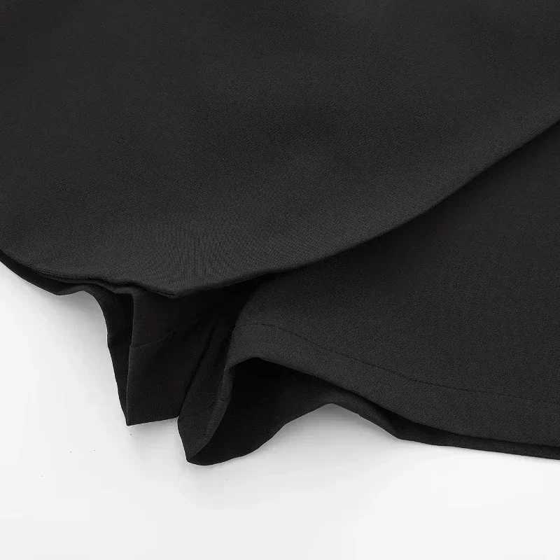 TR Fashion Womens High Waist Shorts Skirts Solid Asymmetrical Side Zipper Skirts Shorts Summer Black White Mini ShortsXJ241221