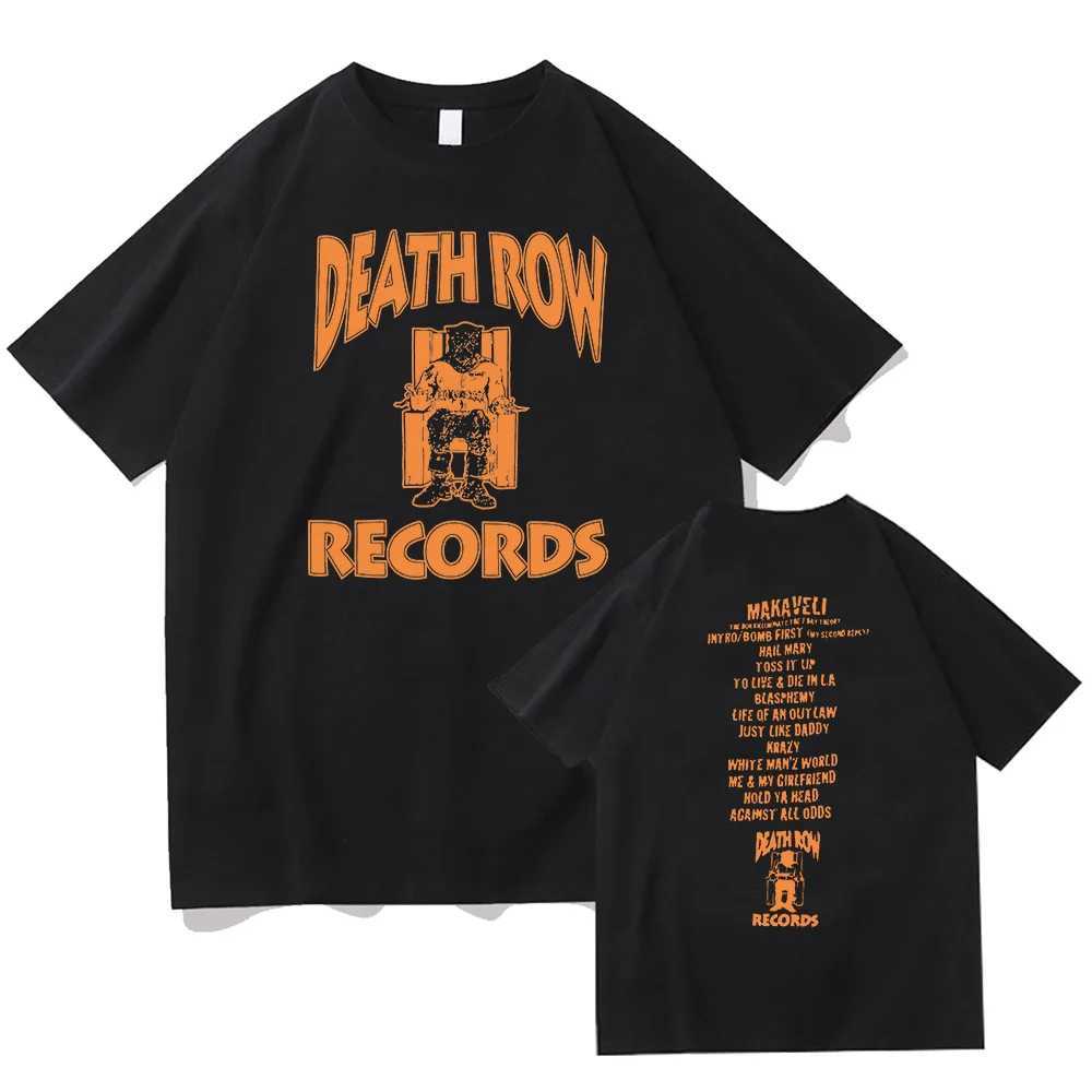 Men's T-Shirts Death Row Record Dr. Dre Tupac T-shirt Hip Hop Fashion Street Clothing T-shirt Q241220