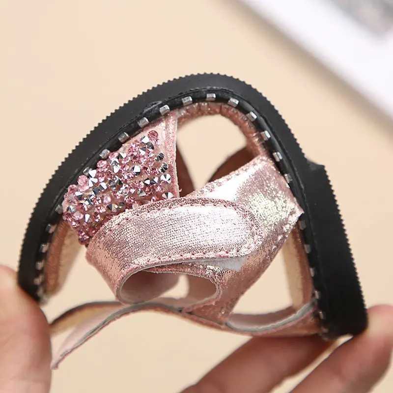 Sneakers Childrens sandals suitable for young girls older girls childrens beach shoes cute princess rhinestones rabbit ears soft fashion 21-36 H241221