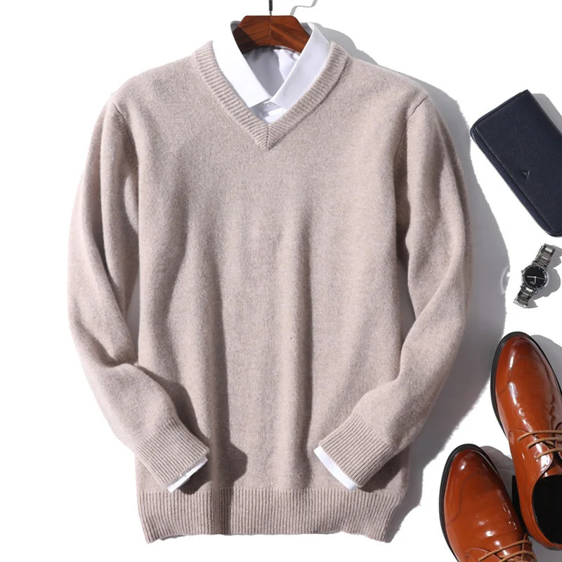 Super 100% Cashmere Sweater Men Pullover Autumn Winter Warm Classic V-neck Sweaters Men Jumper Men Pull Men 241217