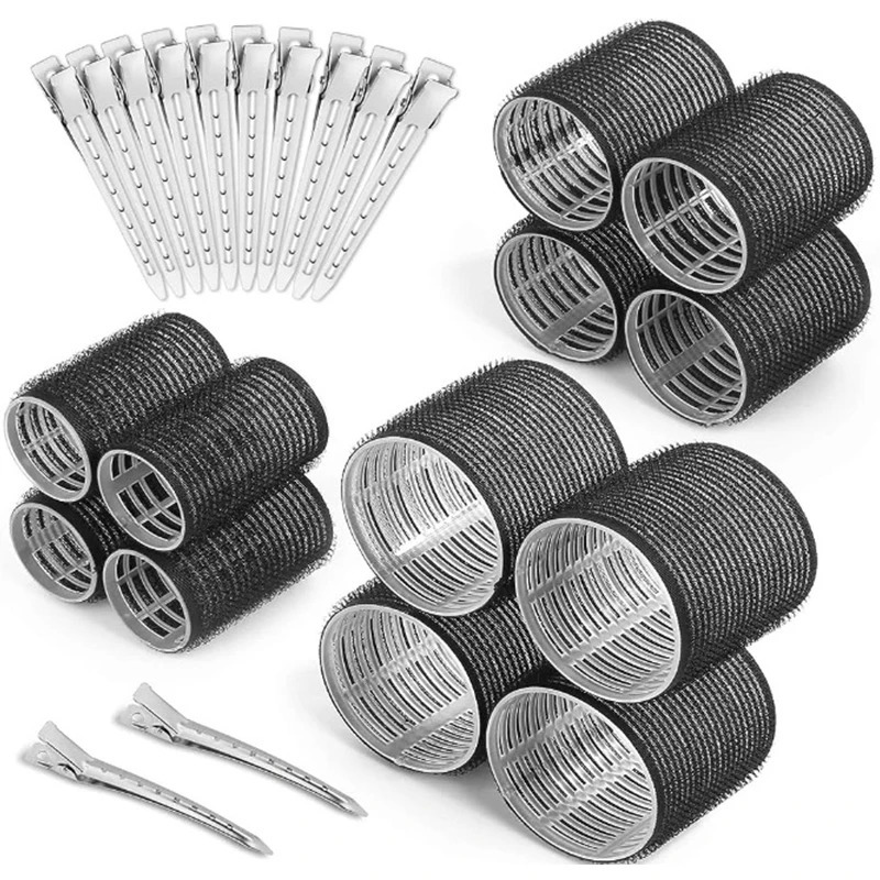24pcs Self-Grip Hair Rollers Heatless Hair Curlers No Heat Hair Bangs Volume Self-adhesive Hook Loop DIY Styling Tools 241220