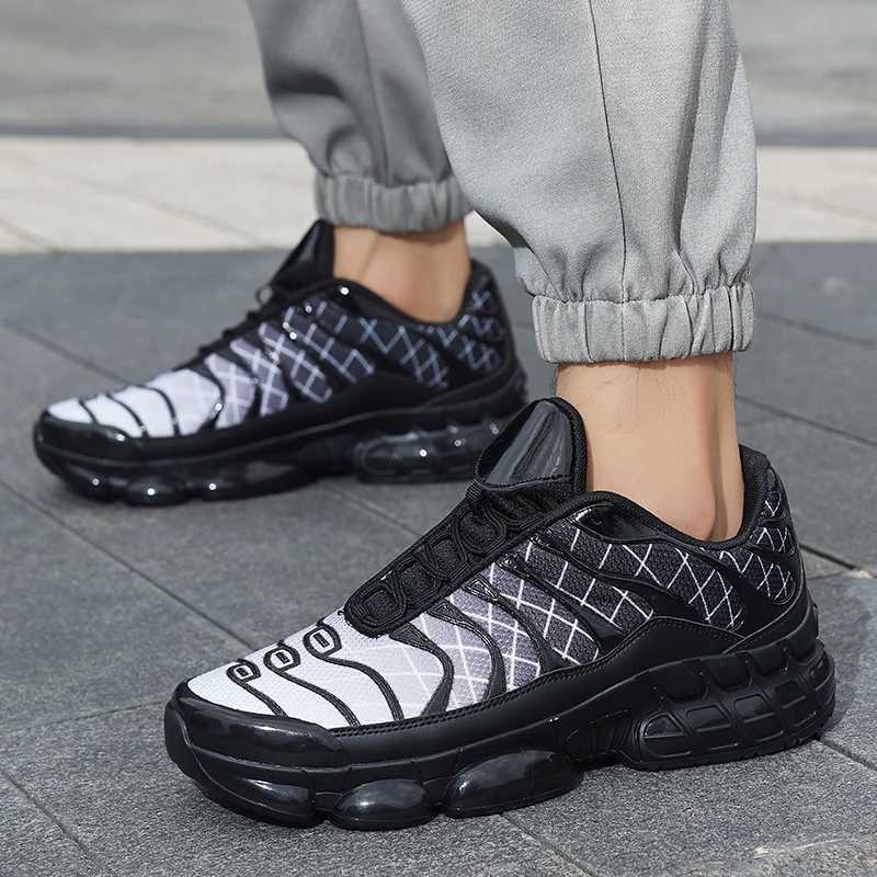New Fashion Shock Absorbed Running Shoes Air Cushion Fashion Sports Shoes 39-46 Red Black and White Mens Large SizeC250504