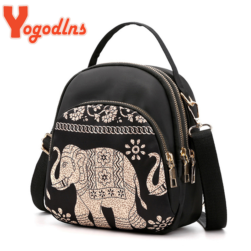 Ydlns Trendy New Nylon Backpack For Women Multifunction Shoulder Crossbody Bag Printing Waterproof Rucksack Travel Lady Pack